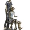 Decorazione Coppia Con Cane In Resina Blu Oro