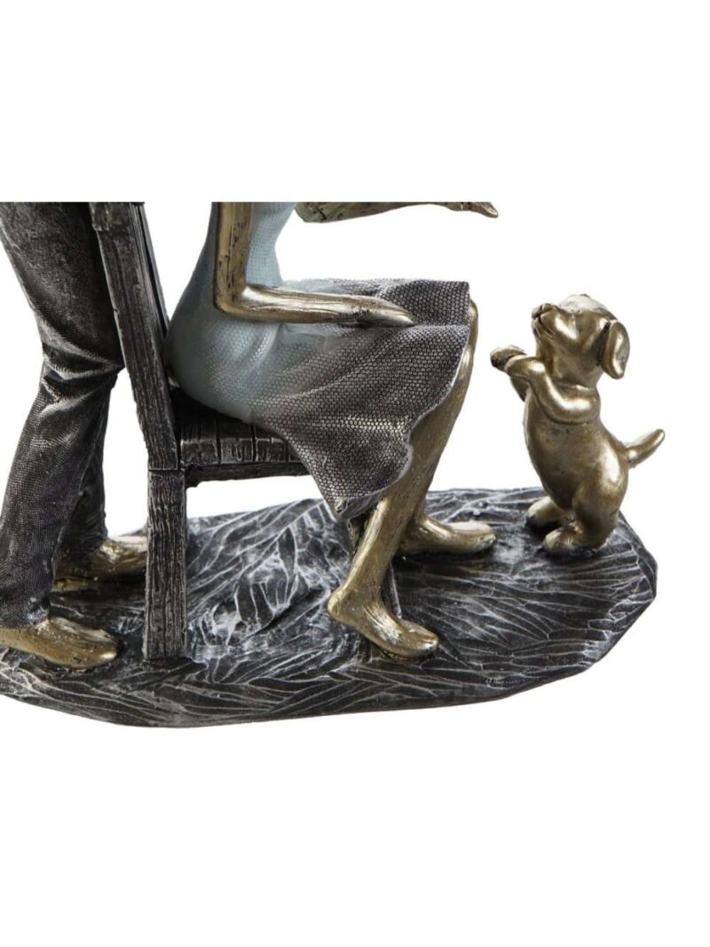 Decorazione Coppia Con Cane In Resina Blu Oro