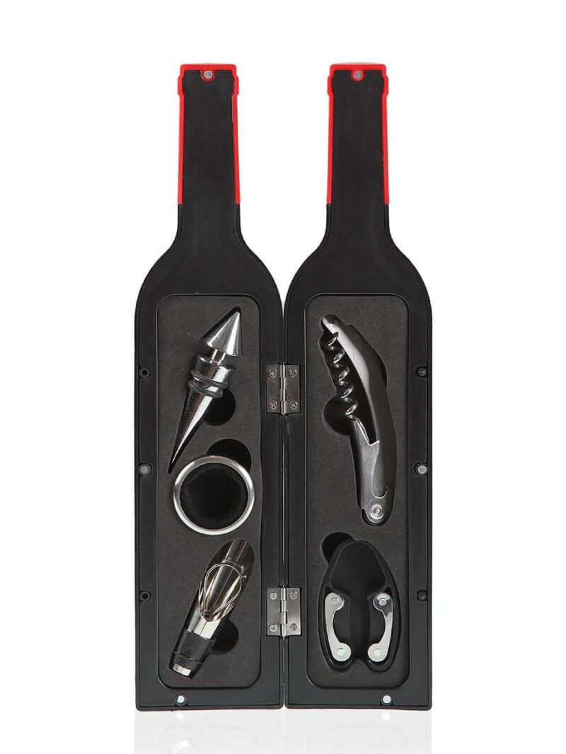 Bottiglia Vino Con 5 Accessori Da Sommelier