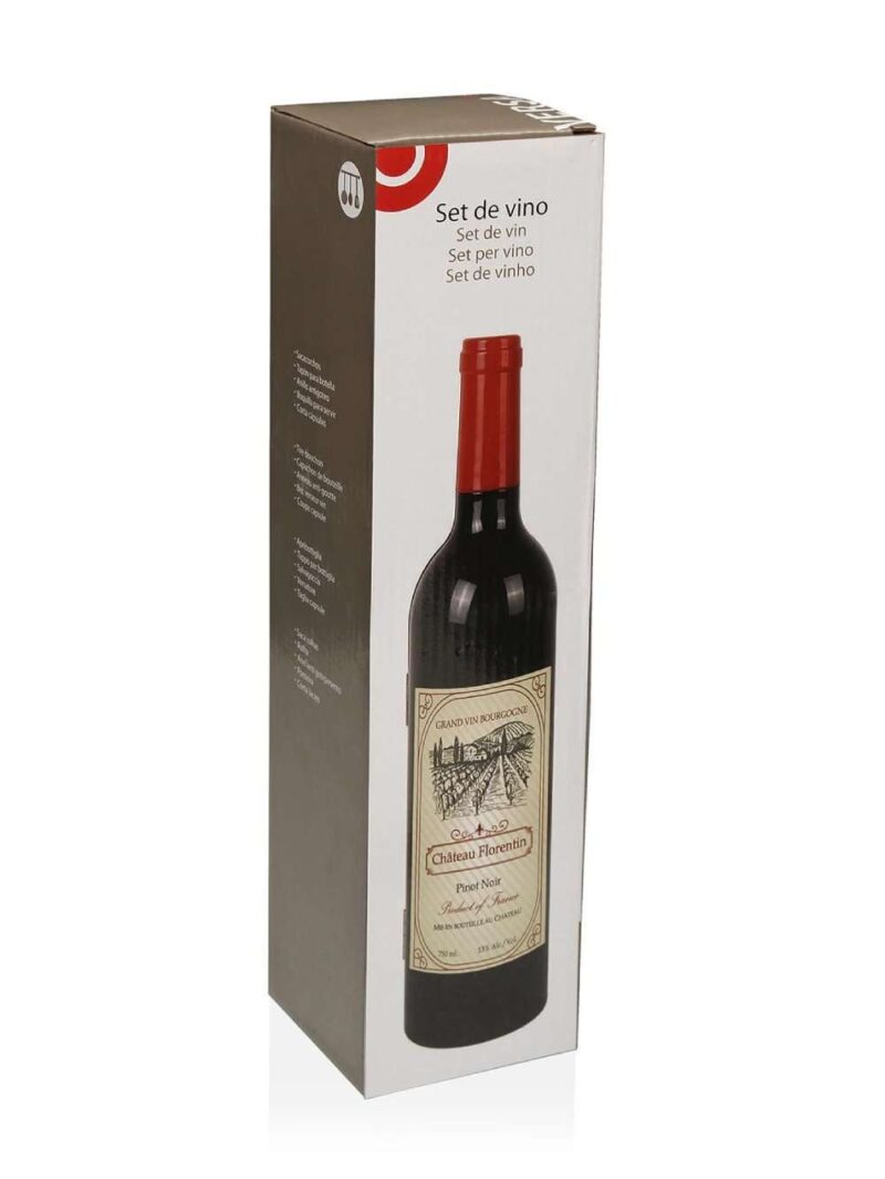 Bottiglia Vino Con 5 Accessori Da Sommelier