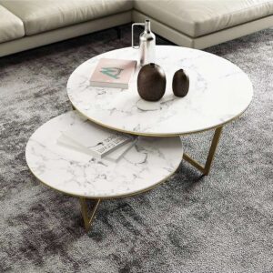 Set di 2 Tavolini da Salotto Rotondi