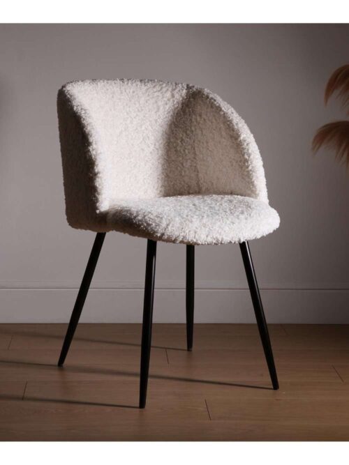 Sedia con Braccioli in Tessuto Beige e Piedi in Metallo