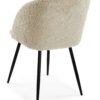 Sedia Con Braccioli In Tessuto Beige E Piedi In Metallo