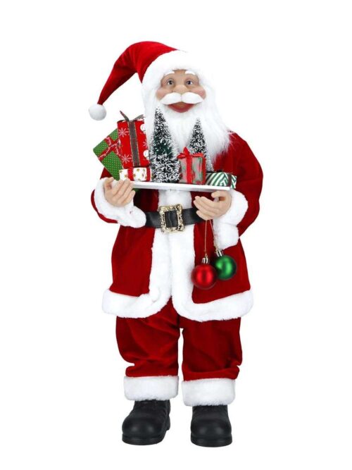 Babbo Natale con Palline e Vassoio di Regali