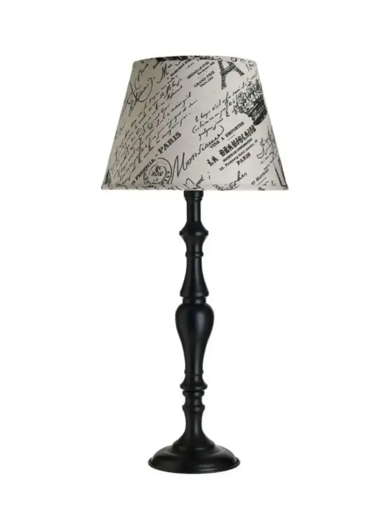 Lampada Da Tavolo Nero Vintage Con Paralume Beige