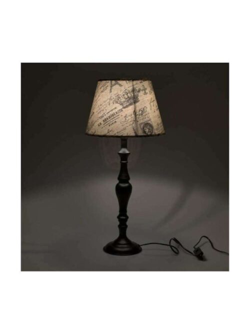 Lampada da Tavolo Nero Vintage con Paralume Beige