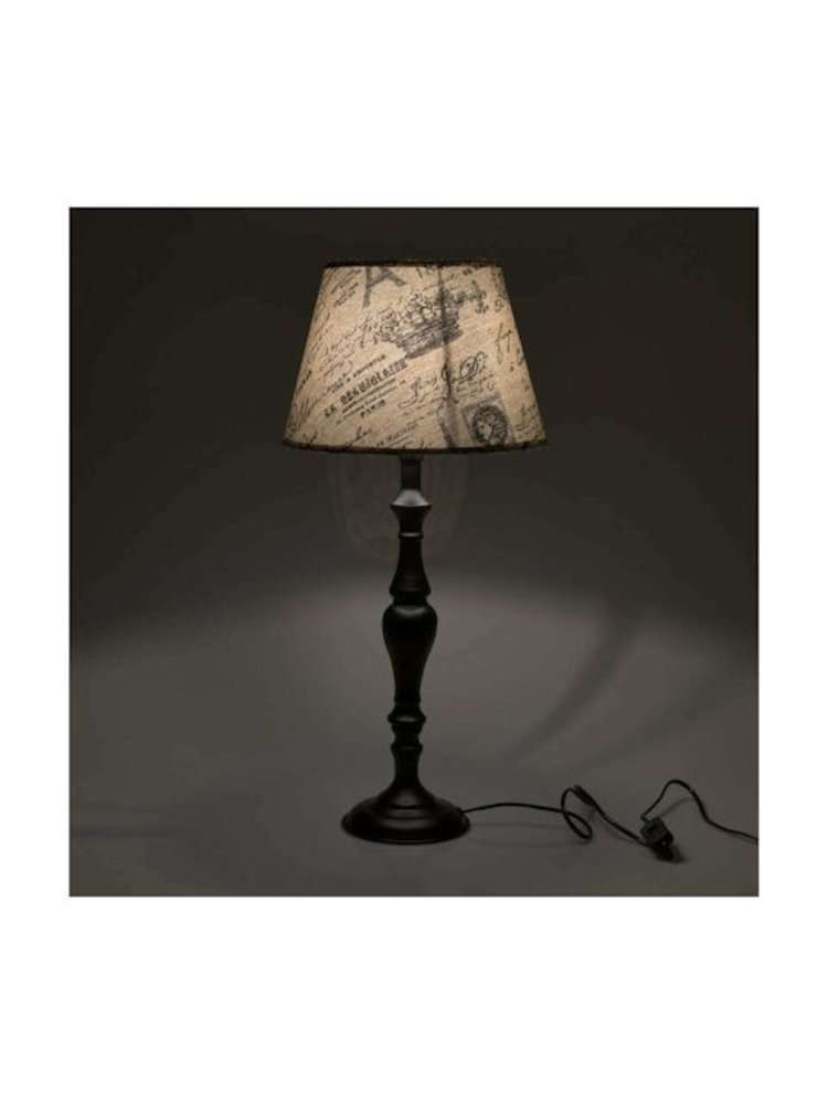 Lampada Da Tavolo Nero Vintage Con Paralume Beige