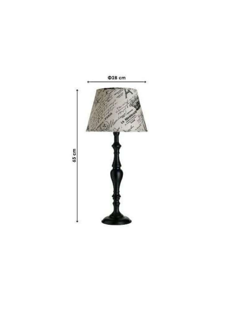 Lampada Da Tavolo Nero Vintage Con Paralume Beige