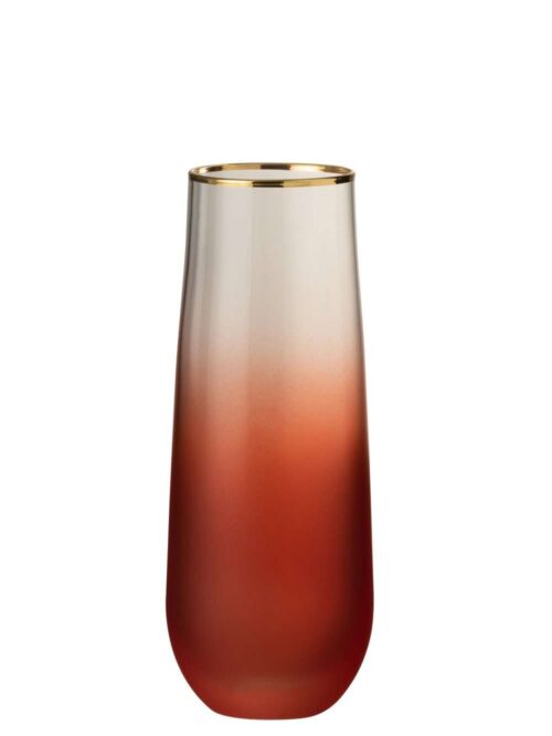 Bicchiere in Vetro Rosso Gradiente con Decoro Oro