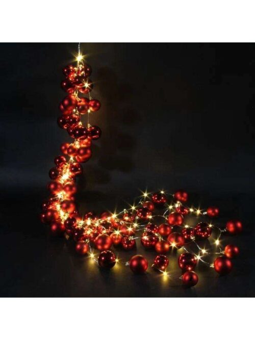 Catena di luci a cascata con 84 palline Rosse - Decorazione perfetta per ogni occasione