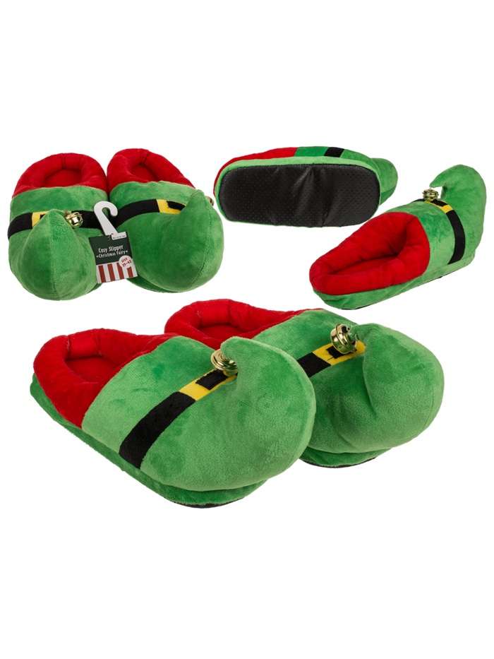 Pantofole Di Peluche Con Berretto Da Elfo Natalizio