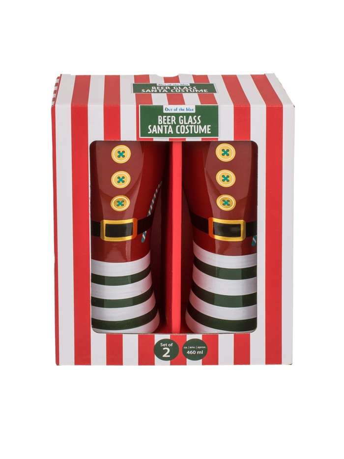 Set 2 Bicchieri Da Birra Con Babbo Natale
