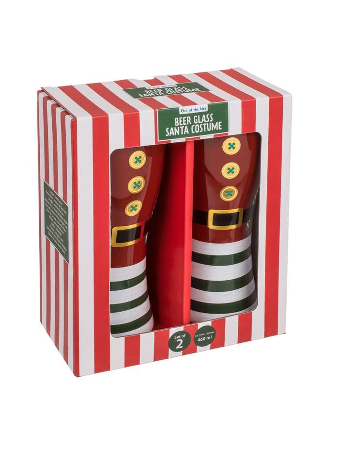 Set 2 Bicchieri Da Birra Con Babbo Natale