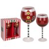 Set 2 Bicchieri Da Vino Con Babbo Natale