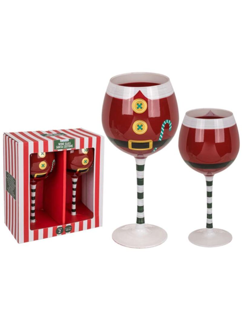 Set 2 Bicchieri Da Vino Con Babbo Natale