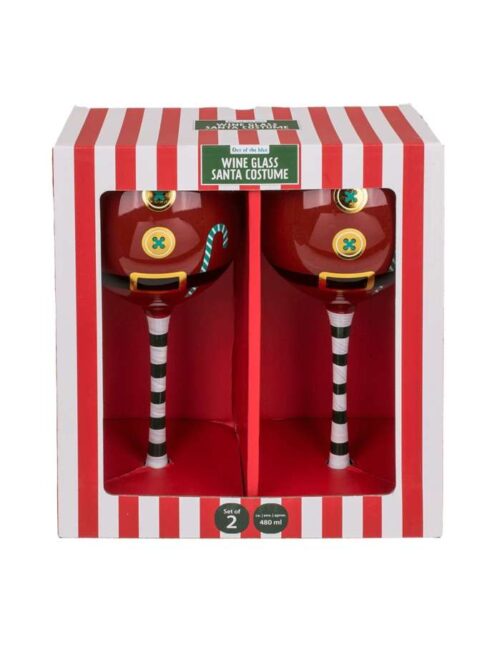 Set 2 Bicchieri da Vino con Babbo Natale