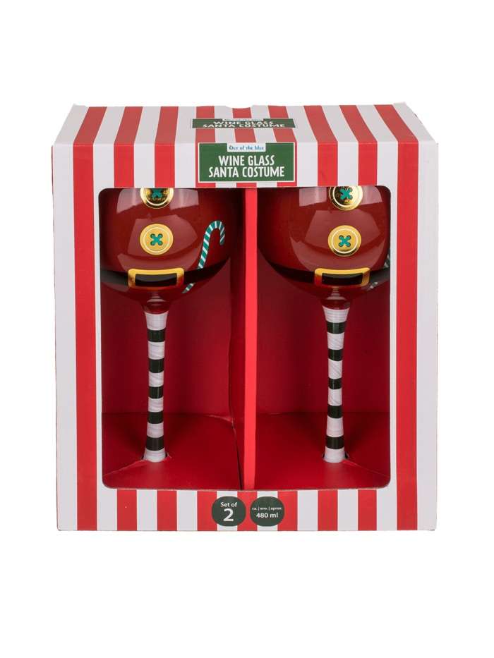 Set 2 Bicchieri Da Vino Con Babbo Natale