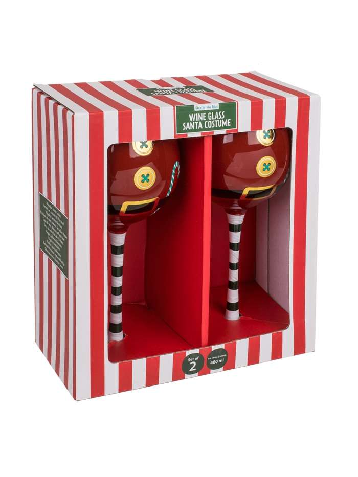 Set 2 Bicchieri Da Vino Con Babbo Natale