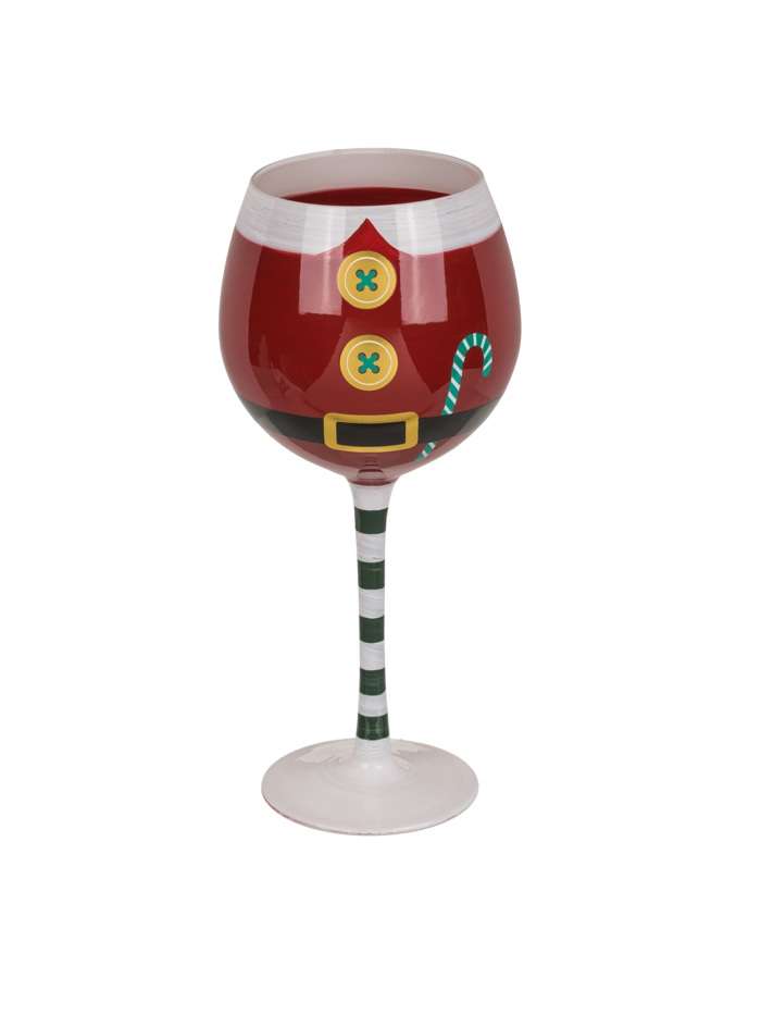 Set 2 Bicchieri Da Vino Con Babbo Natale