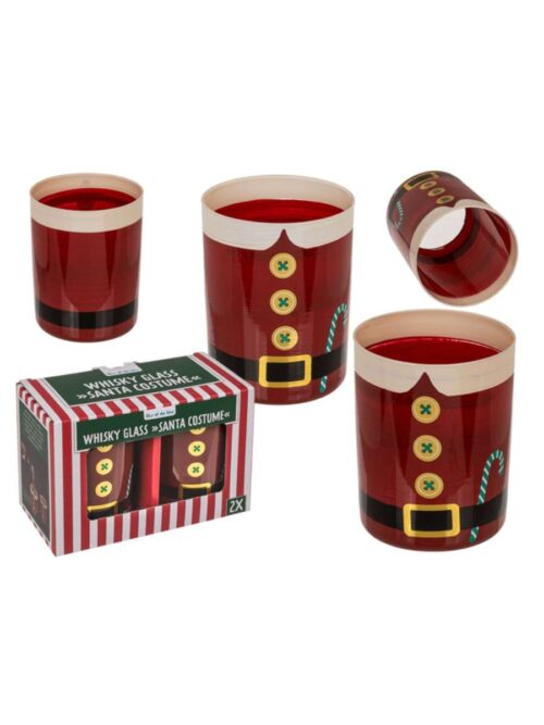 Set 2 Bicchieri da Whisky con Babbo Natale