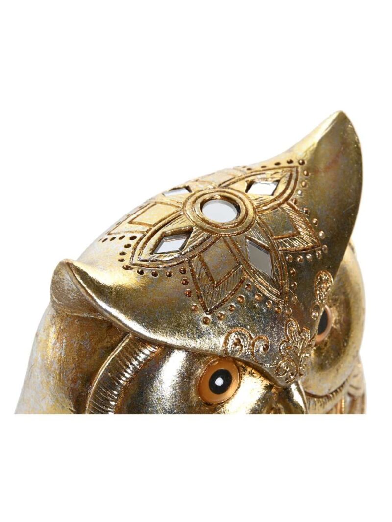 Gufo Dorato In Resina Figura Decorativa