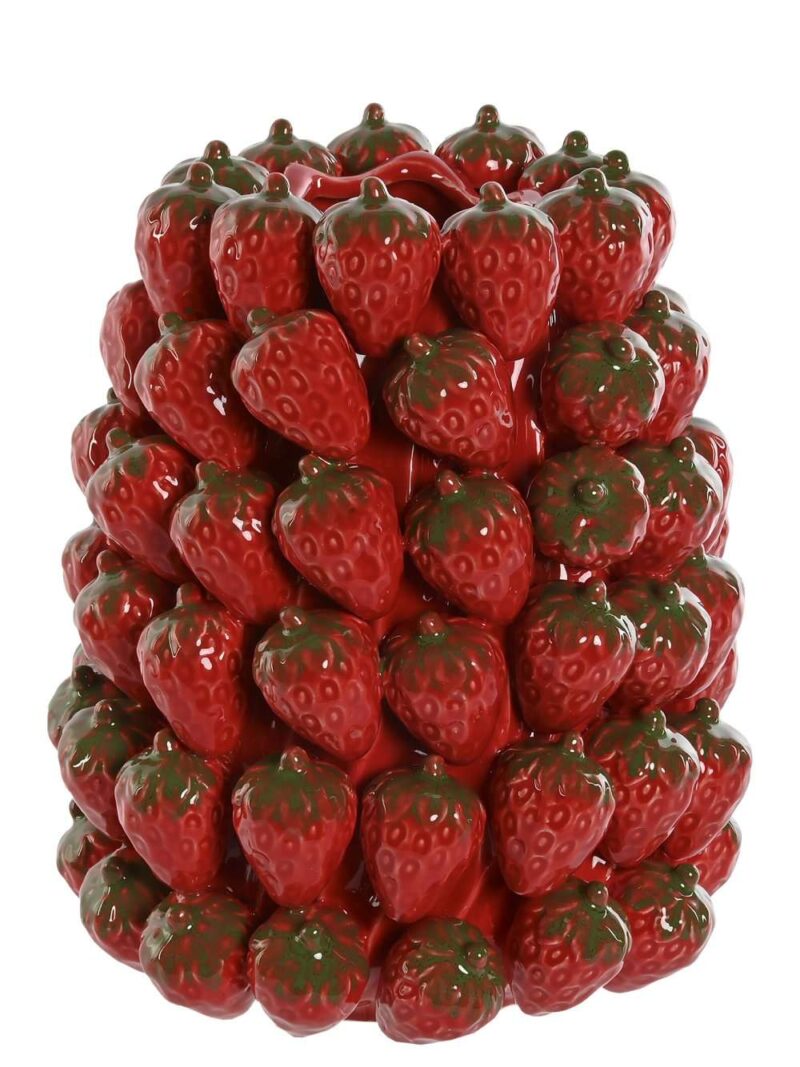 Vaso In Gres Porcellanato Con Motivo Di Fragole Rosso