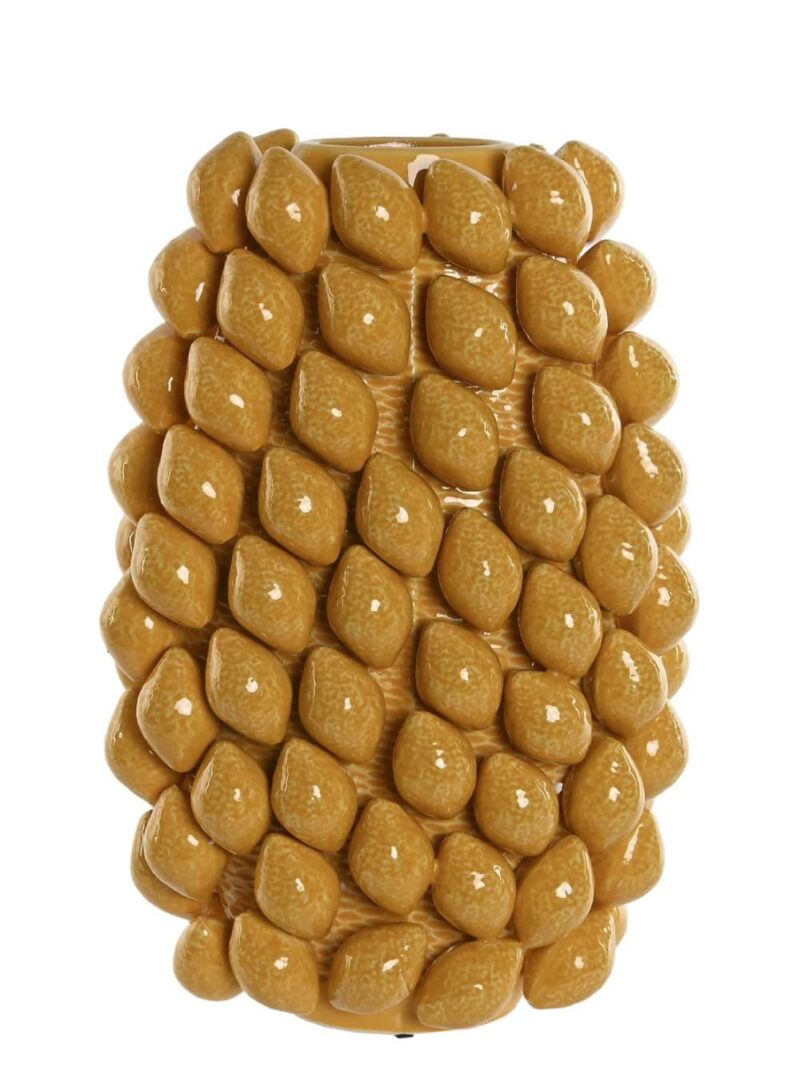 Vaso In Gres Porcellanato Con Motivo Di Limoni Giallo
