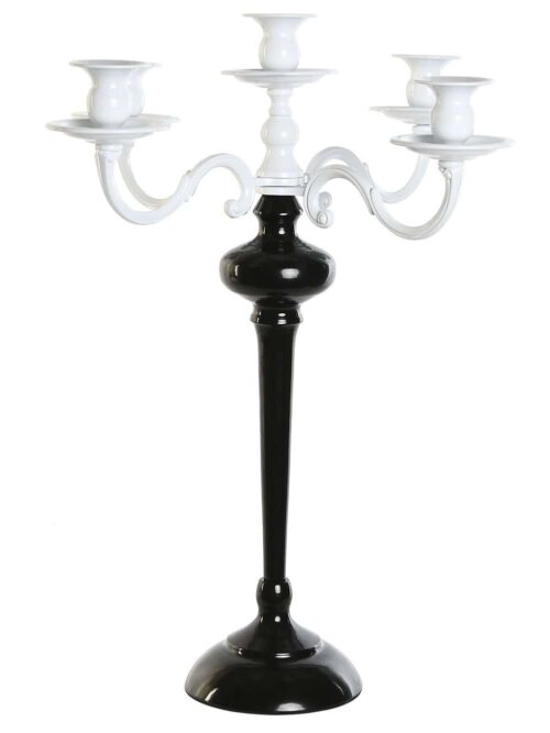 Candelabro in Metallo Bicolore Bianco e Nero a 5 Posizioni