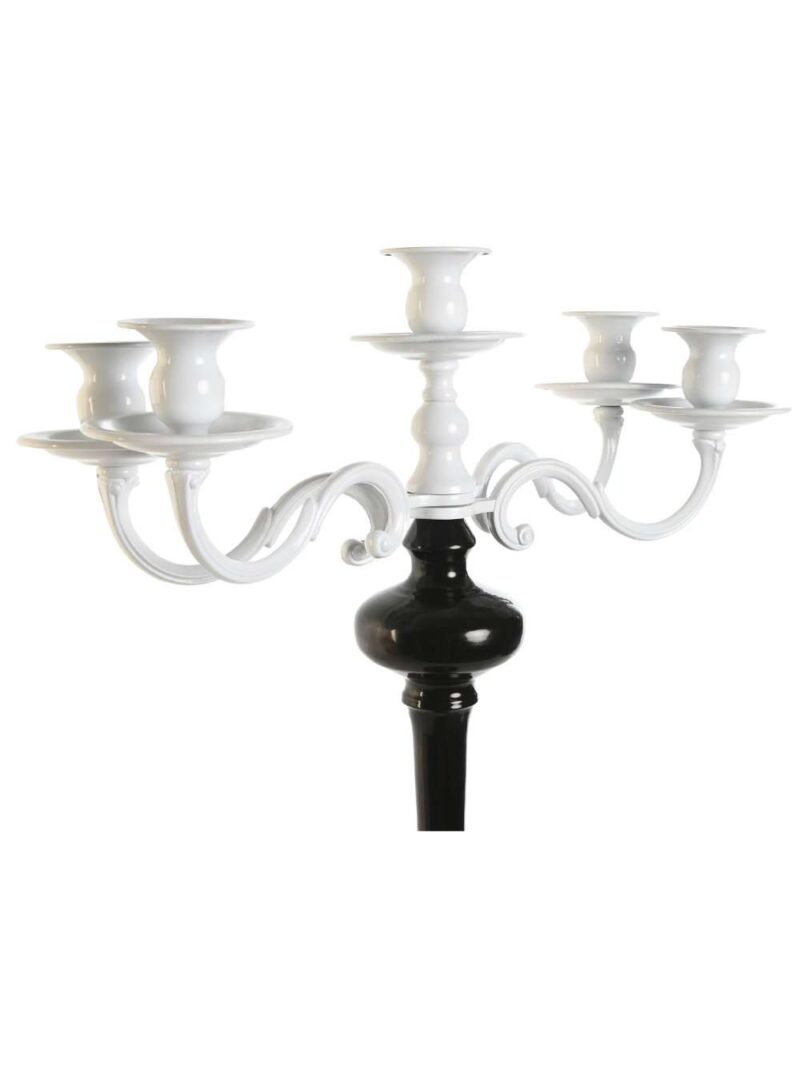 Candelabro In Metallo Bicolore Bianco E Nero A 5 Posizioni