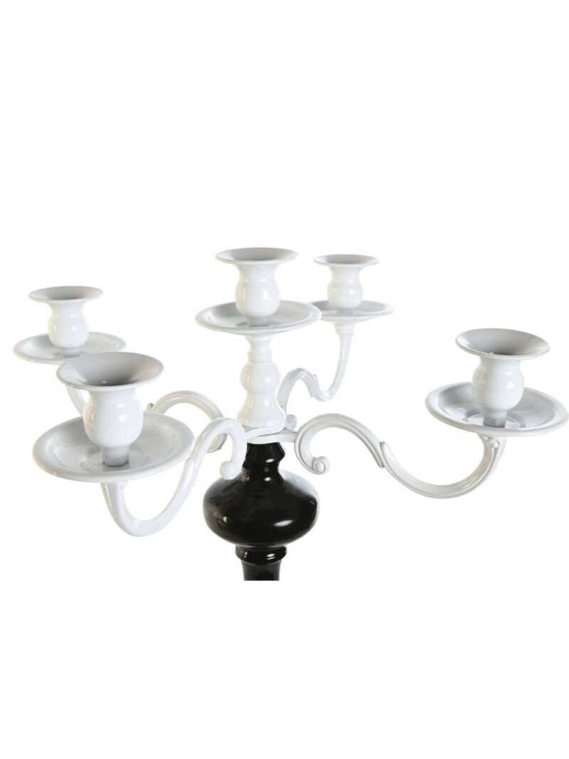 Candelabro In Metallo Bicolore Bianco E Nero A 5 Posizioni