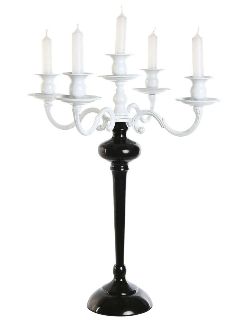 Candelabro In Metallo Bicolore Bianco E Nero A 5 Posizioni