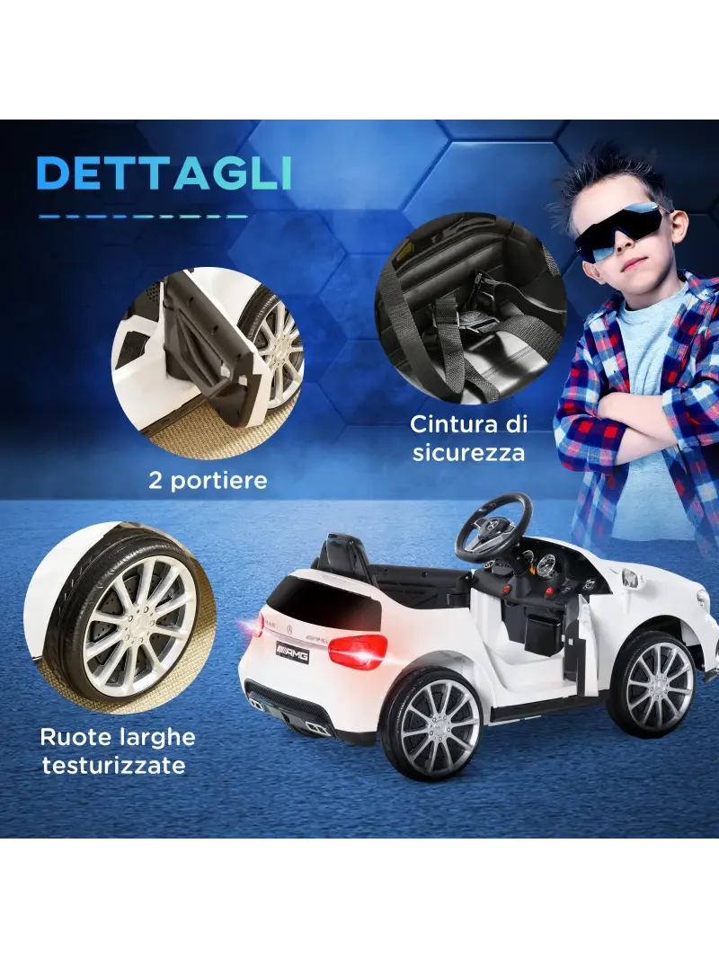 Mercedes Amg Bianco Auto Elettrica Per Bambini Usb