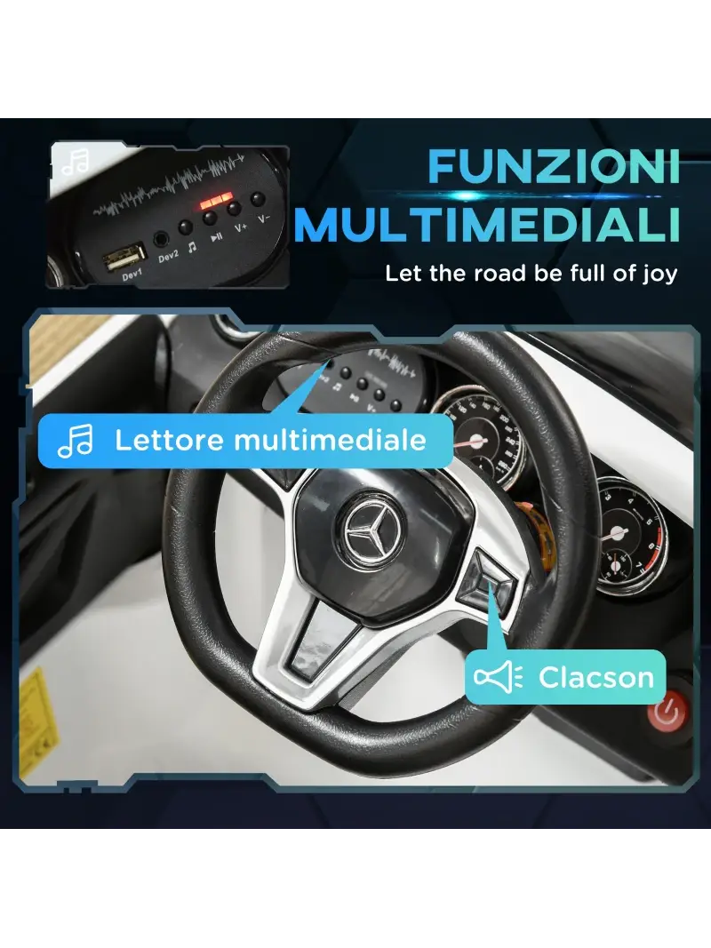 Mercedes Amg Bianco Auto Elettrica Per Bambini Usb