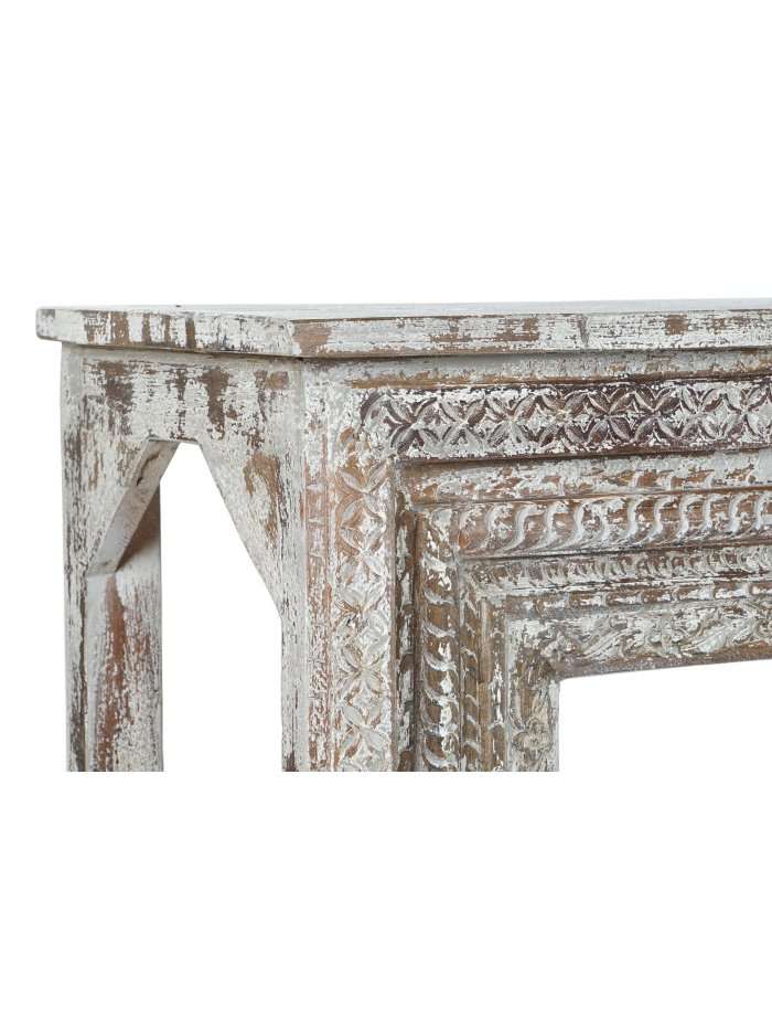 Consolle In Legno Intagliato Decapato Bianco