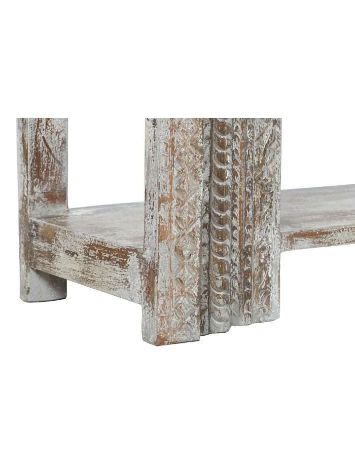 Consolle In Legno Intagliato Decapato Bianco