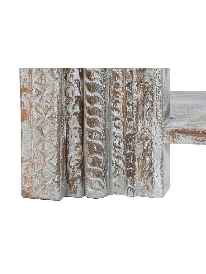 Consolle In Legno Intagliato Decapato Bianco