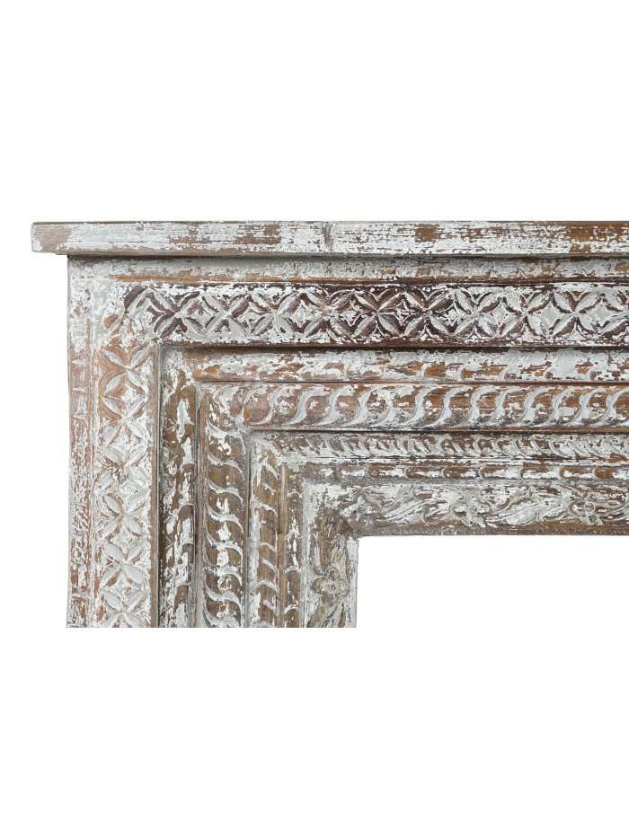 Consolle In Legno Intagliato Decapato Bianco