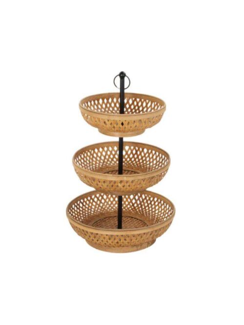 Porta Frutta in Bamboo Naturale e Metallo