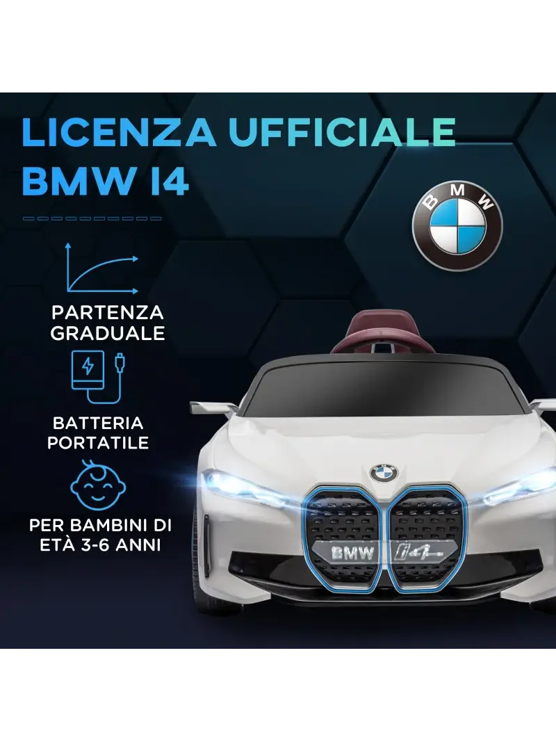 Bmw I4 Auto Elettrica 2X25W Bluetooth Mp3 Led