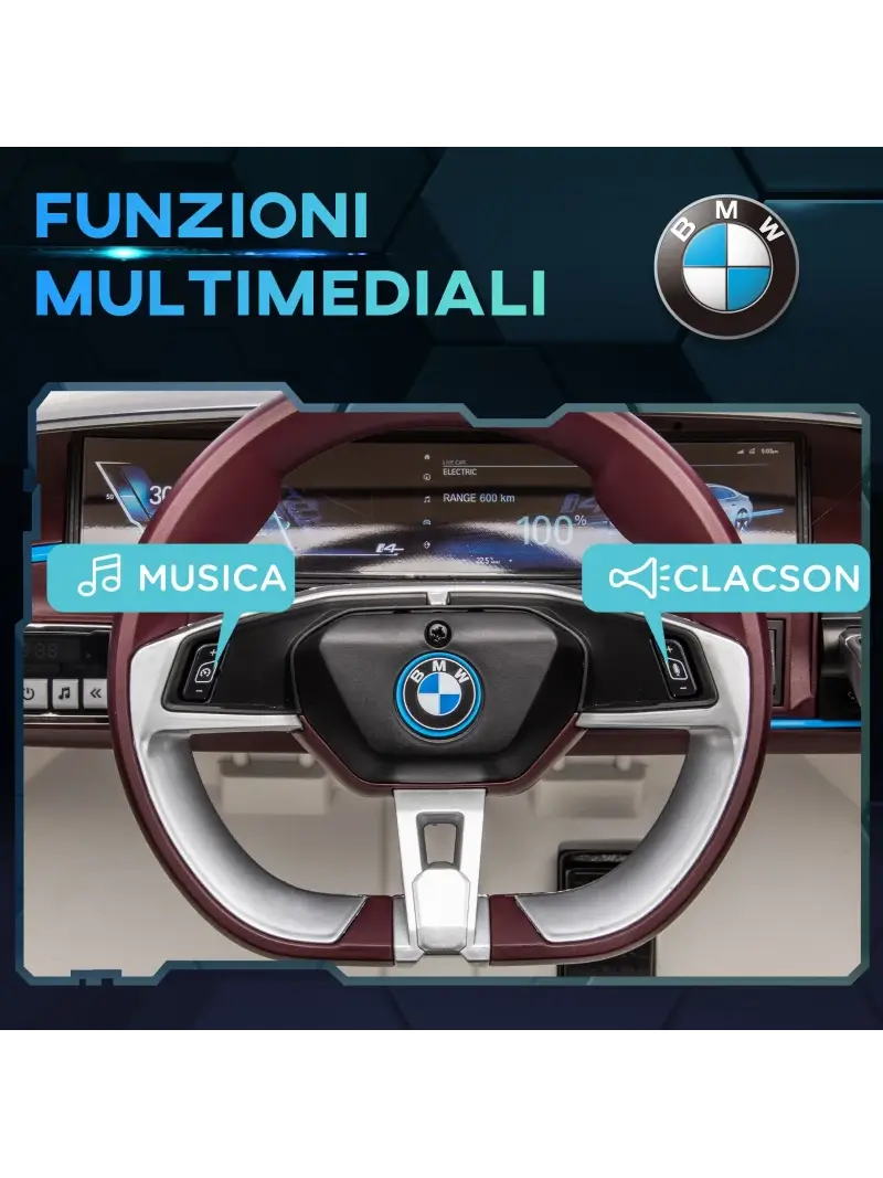 Bmw I4 Auto Elettrica 2X25W Bluetooth Mp3 Led