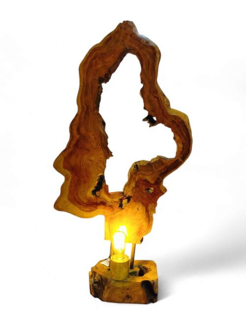 Lampada con Piedistallo Tronco Teak Natural