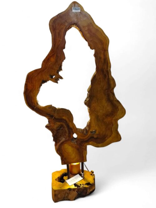 Lampada con Piedistallo Tronco Teak Natural