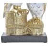 Coppia Gufetti Su Tronco Bianco Oro