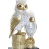 Coppia Gufetti Su Tronco Bianco Oro