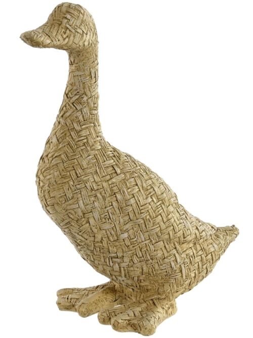 Decorazione Anatra in Resina Stile Corda Intrecciata Beige