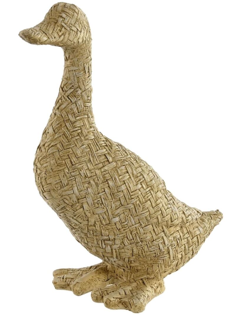 Decorazione Anatra In Resina Stile Corda Intrecciata Beige