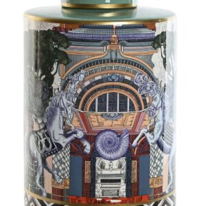 Vaso Porcellana Con Coperchio Motivi Giocosi Multicolor