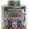 Vaso Porcellana Con Coperchio Motivi Giocosi Multicolor
