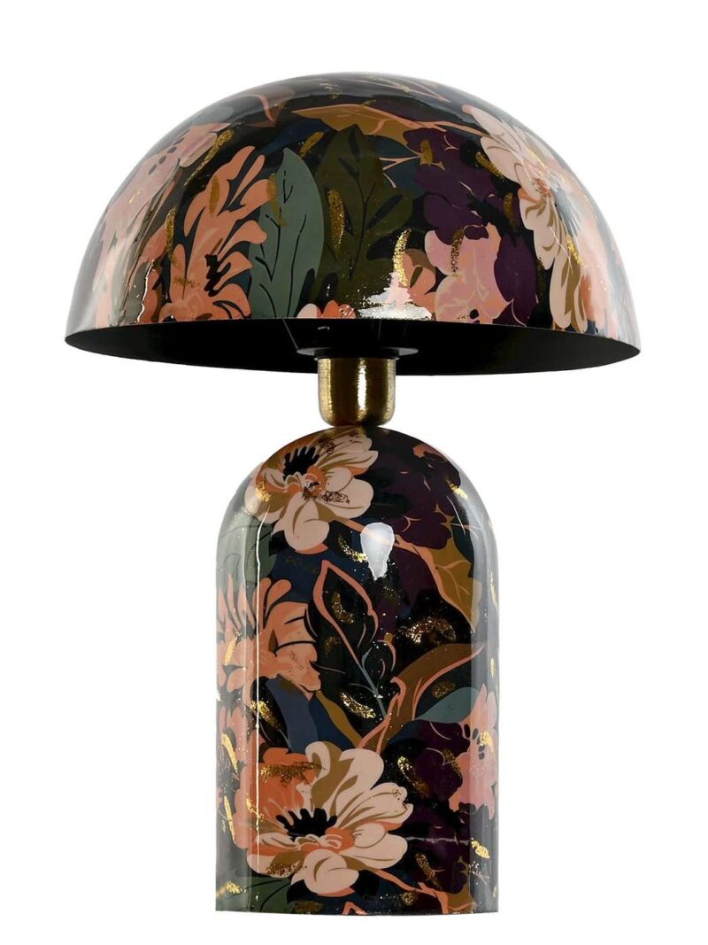 Lampada Da Tavolo In Metallo Con Stampa Floreale