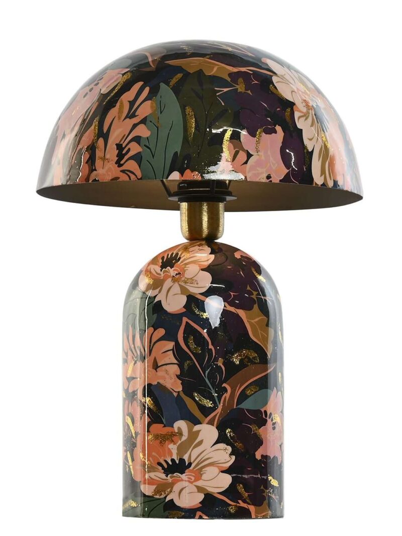Lampada Da Tavolo In Metallo Con Stampa Floreale